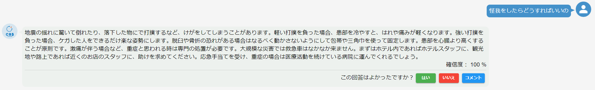 災害コーパスに質問する様子の画像